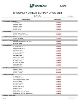 Specialty Direct Supply Drug List