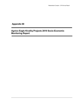 Appendix 69 Agnico Eagle Kivalliq Projects 2019 Socio-Economic Monitoring Report