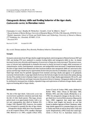 Ontogenetic Dietary Shifts and Feeding Behavior of the Tiger Shark, Galeocerdo Cuvier, in Hawaiian Waters
