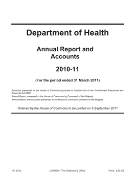 Department of Health Annual Reports and Accounts HC 1011