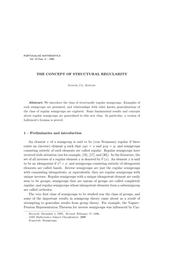 The Concept of Structural Regularity 1