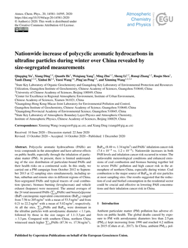 Nationwide Increase of Polycyclic Aromatic Hydrocarbons in Ultrafine