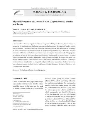 Physical Properties of Liberica Coffee (Coffea Liberica) Berries and Beans