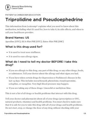 Triprolidine and Pseudoephedrine