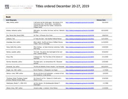 Titles Ordered December 20-27, 2019