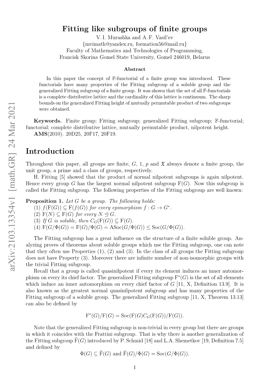 Fitting Like Subgroups of Finite Groups