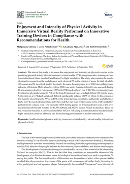 Enjoyment and Intensity of Physical Activity in Immersive Virtual Reality Performed on Innovative Training Devices in Compliance with Recommendations for Health