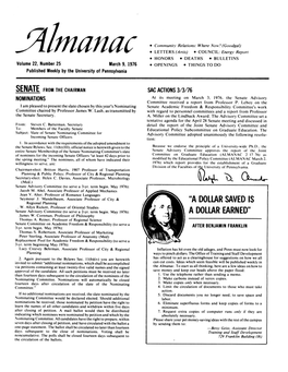 Almanac, 03/09/76, Vol. 22, No. 25