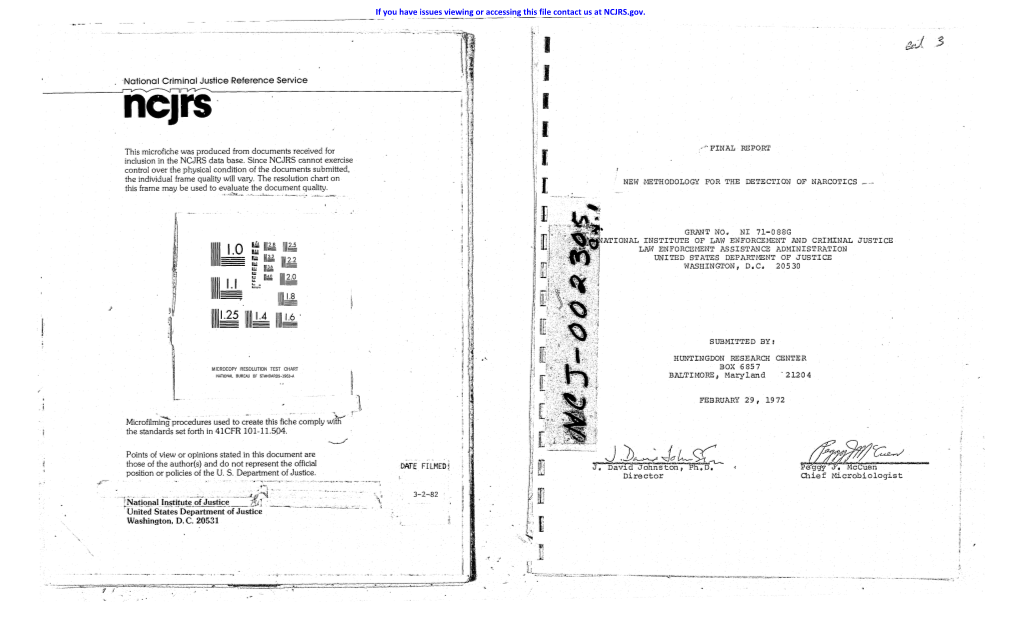 Ncjrs· :L! :, ,'::I':' :Li This Microfiche Was Produced from Documents Received for Inclusion in the NCJRS Data Base