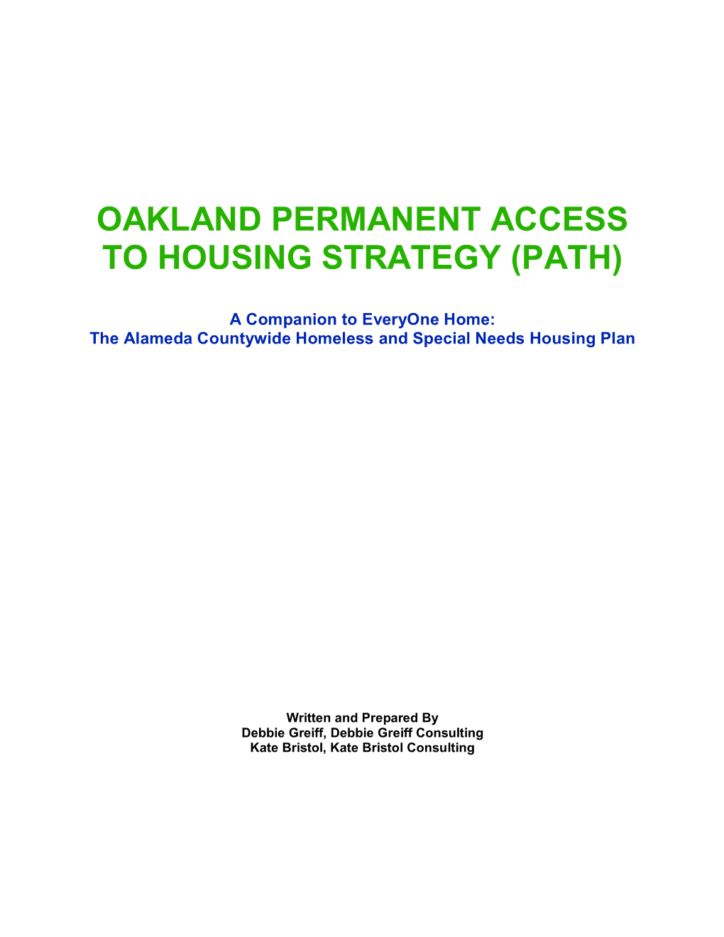 Oakland Permanent Access to Housing Strategy (Path)