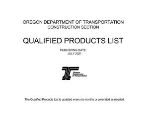 Qualified Products List