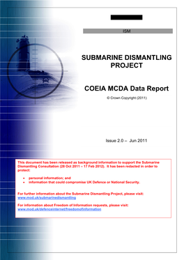 SUBMARINE DISMANTLING PROJECT COEIA MCDA Data Report