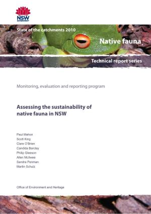 Assessing the Sustainability of Native Fauna in NSW State of the Catchments 2010