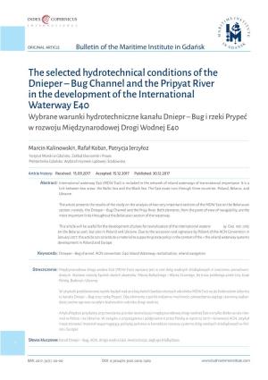 The Selected Hydrotechnical Conditions of the Dnieper – Bug