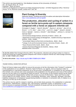 The Production, Allocation and Cycling of Carbon in a Forest on Fertile Terra