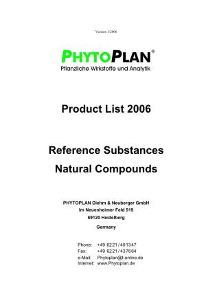 Katalog Phytoplan 2004 Referenzsubstanzen