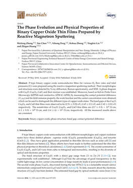 The Phase Evolution and Physical Properties of Binary Copper Oxide Thin Films Prepared by Reactive Magnetron Sputtering