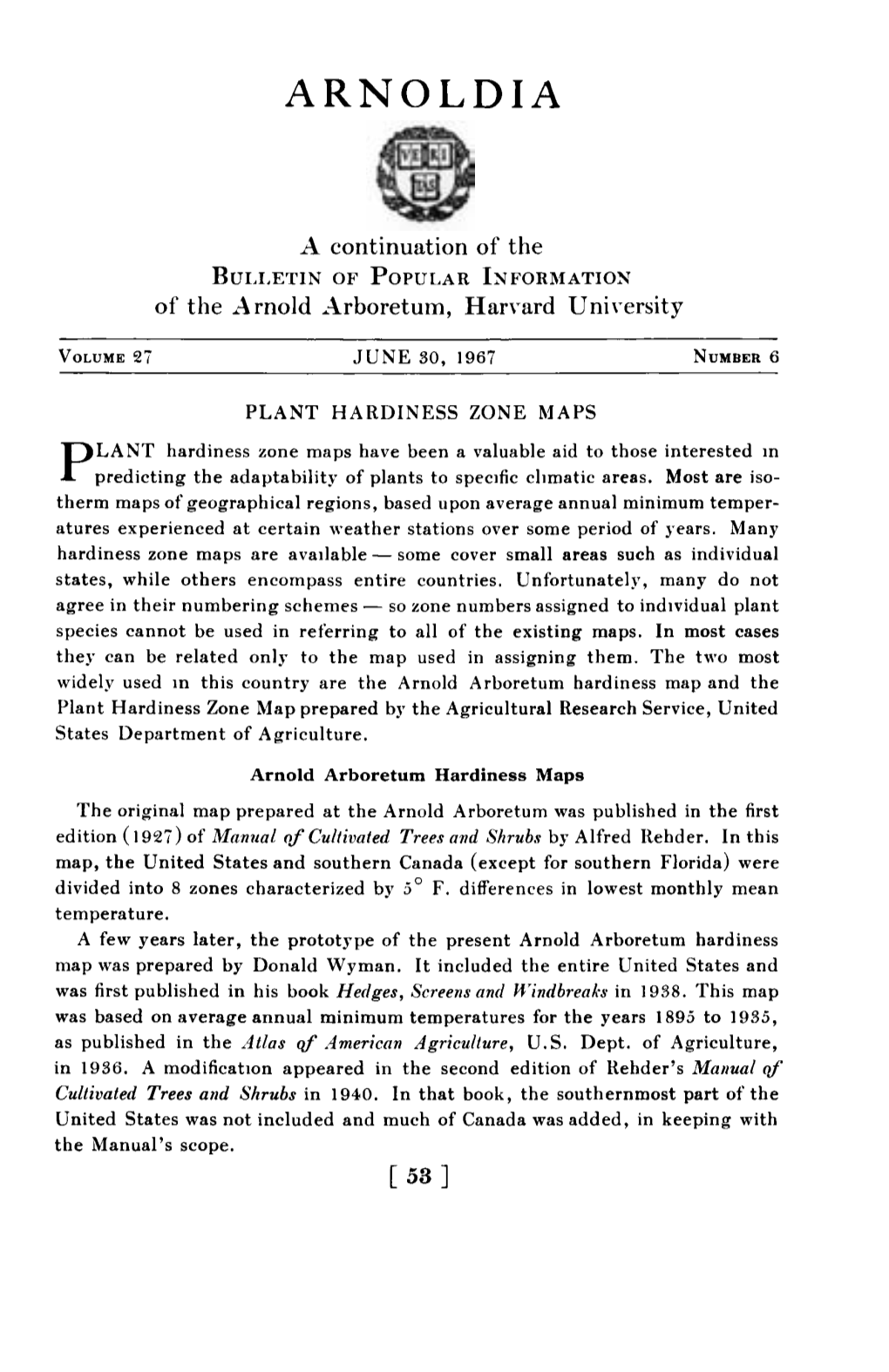 Plant Hardiness Zone Maps