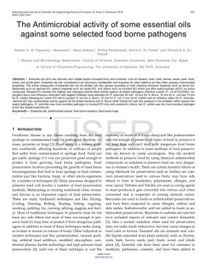 The Antimicrobial Activity of Some Essential Oils Against Some Selected Food Borne Pathogens