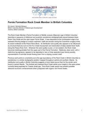Fernie Formation Rock Creek Member in British Columbia