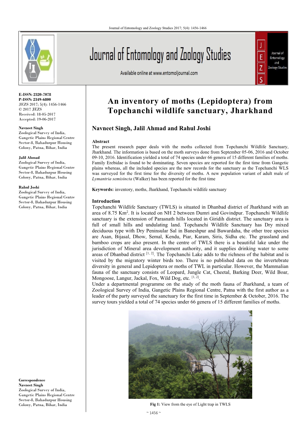 An Inventory of Moths (Lepidoptera) from Topchanchi Wildlife Sanctuary