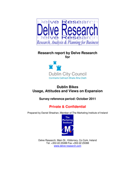 Dublin Bikes Survey 2011 Complete Report