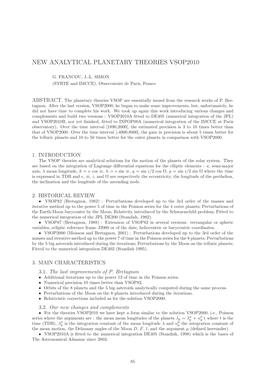 New Analytical Planetary Theories Vsop2010