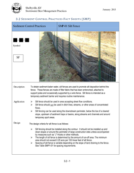 Sediment Control Practices SMP-01 Silt Fence SF