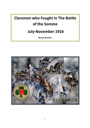 Claremen Who Fought in the Battle of the Somme July-November 1916