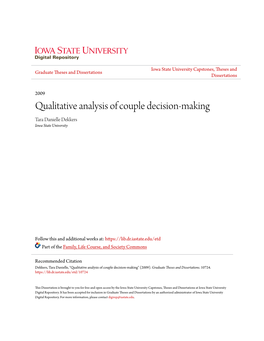 Qualitative Analysis of Couple Decision-Making Tara Danielle Dekkers Iowa State University