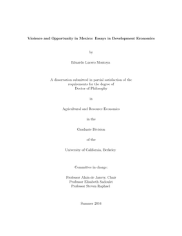Violence and Opportunity in Mexico: Essays in Development Economics