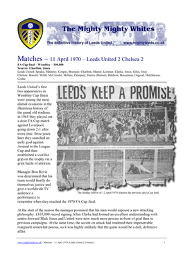 Matches – 11 April 1970 – Leeds United 2 Chelsea 2