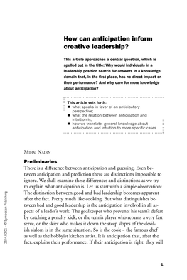 How Can Anticipation Inform Creative Leadership?