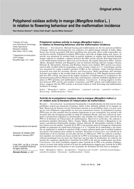 Polyphenol Oxidase Activity in Mango Original Article