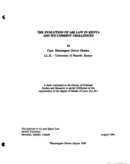 THE EVOLUTION of AIR LAW M KENYA and Ïïs CURRENT CHALLENGES