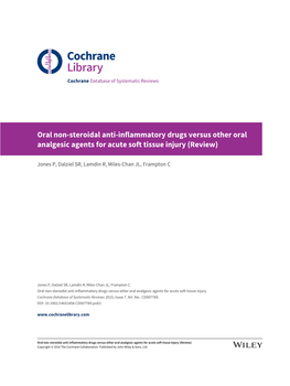 Oral Non-Steroidal Anti-Inflammatory Drugs Versus Other Oral Analgesic Agents for Acute Soft Tissue Injury (Review)