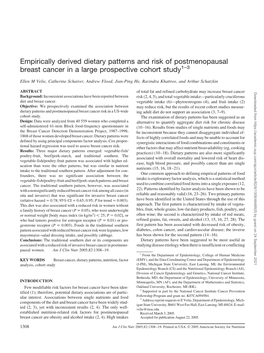 Empirically Derived Dietary Patterns and Risk of Postmenopausal Breast Cancer in a Large Prospective Cohort Study1–3