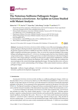 The Notorious Soilborne Pathogenic Fungus Sclerotinia Sclerotiorum: an Update on Genes Studied with Mutant Analysis