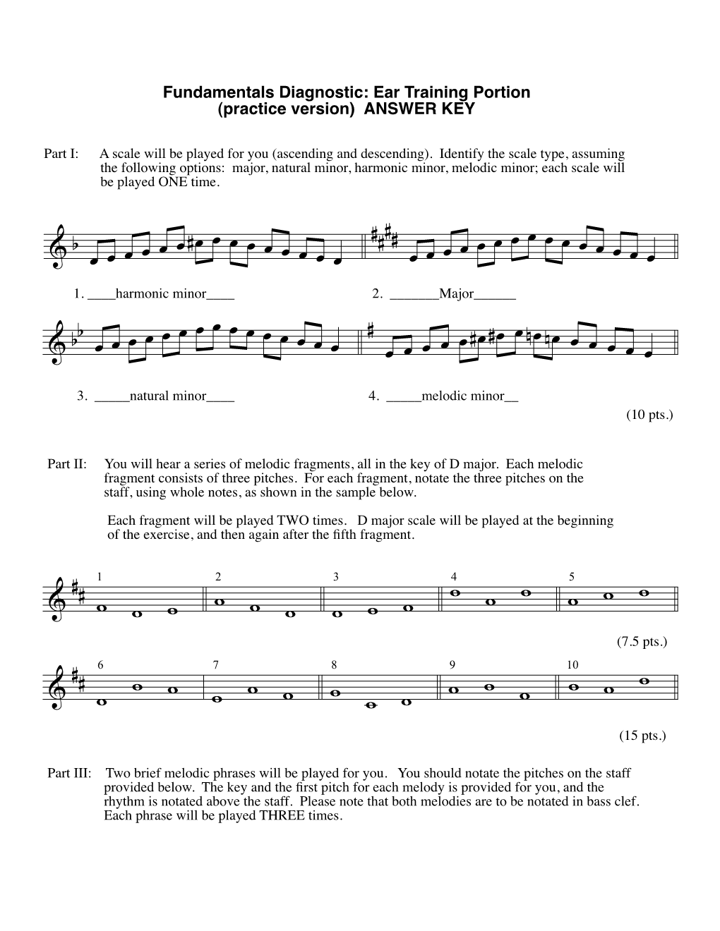 Fund Ear Train Pract ANSWER KEY.Mus