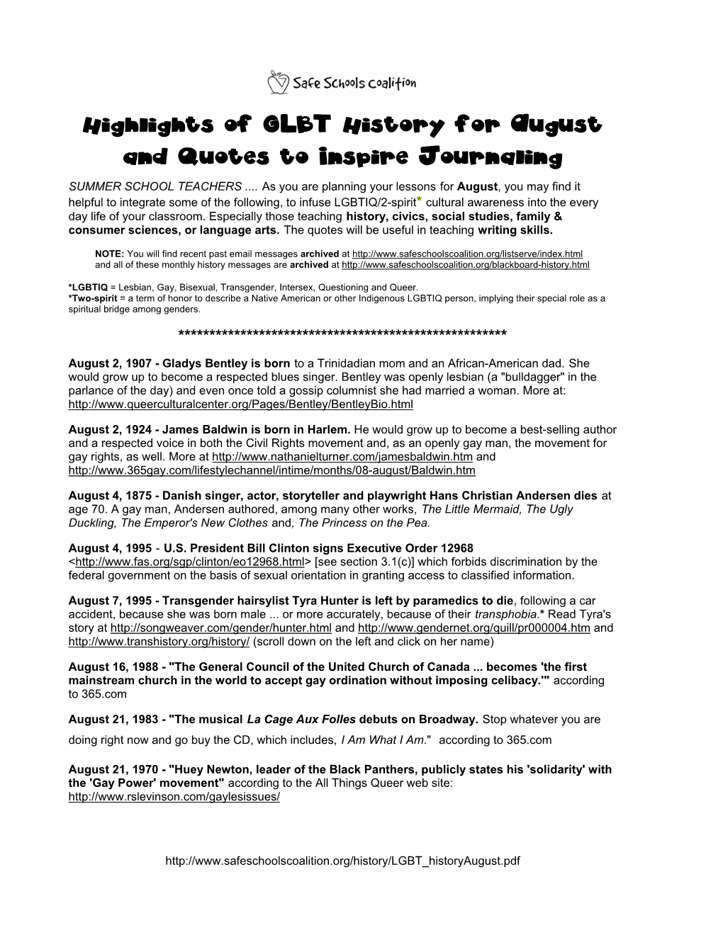 LGBT History August