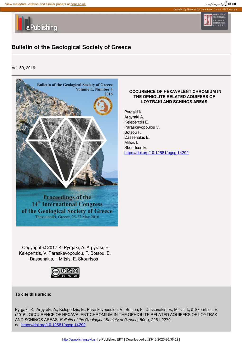 Bulletin of the Geological Society of Greece