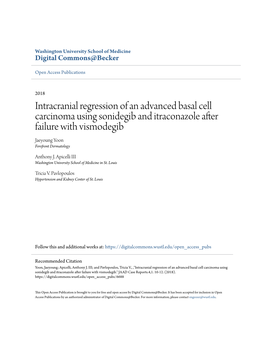 Intracranial Regression of an Advanced Basal Cell Carcinoma Using Sonidegib and Itraconazole After Failure with Vismodegib Jaeyoung Yoon Forefront Dermatology