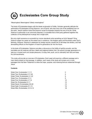 Ecclesiastes Core Group Study