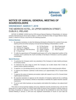 Notice of Annual General Meeting of Shareholders