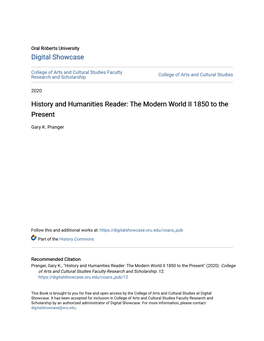 History and Humanities Reader: the Modern World II 1850 to the Present