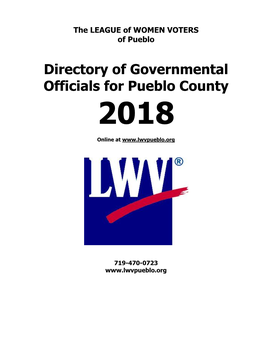 The LEAGUE of WOMEN VOTERS of Pueblo Directory of Governmental