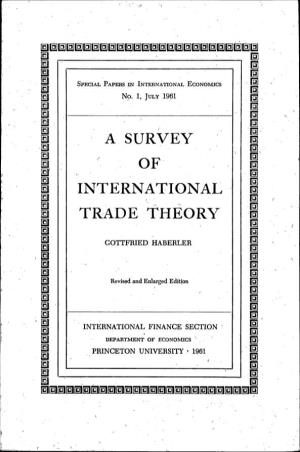 A Survey of International Trade Theory