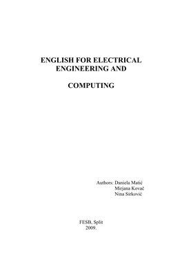 English for Electrical Engineering And