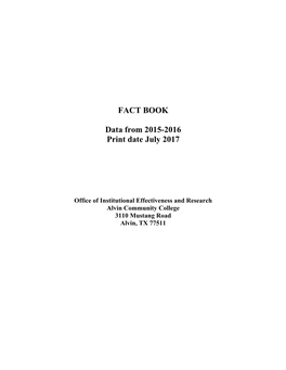 FACT BOOK Data from 2015-2016 Print Date July 2017