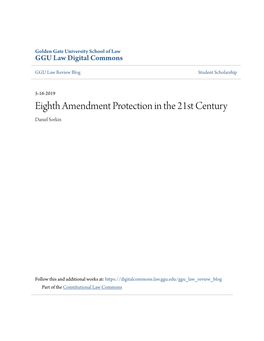 Eighth Amendment Protection in the 21St Century Daniel Sorkin